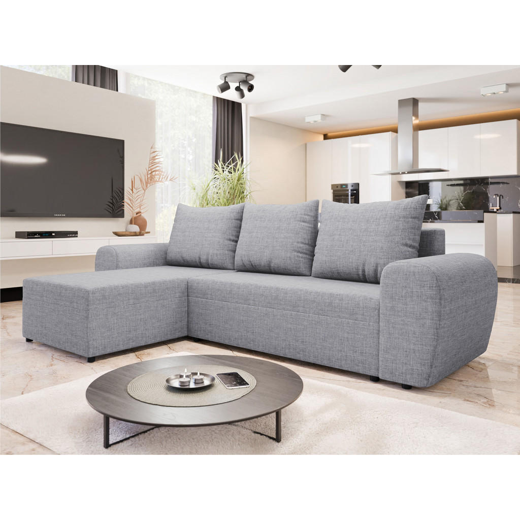 Thumbnail - Mirjan24 Ecksofa, Hellgrau, Textil, 4-Sitzer, L-Form,L-Form, rund, 260x140 cm, Wohnzimmer, Sofas & Couches, Wohnlandscha...