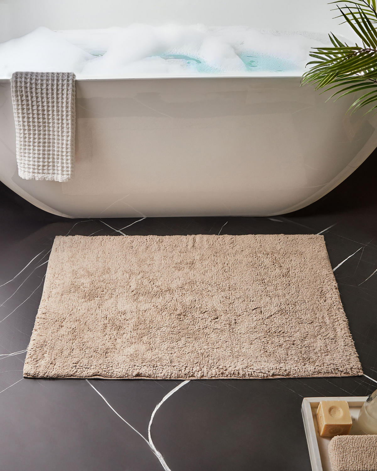 KOUPELNOVÁ PŘEDLOŽKA Světle hnědá 60/90 cm Bavlna Goela - hnědá/světle hnědá, textil (60/90cm) - Beliani