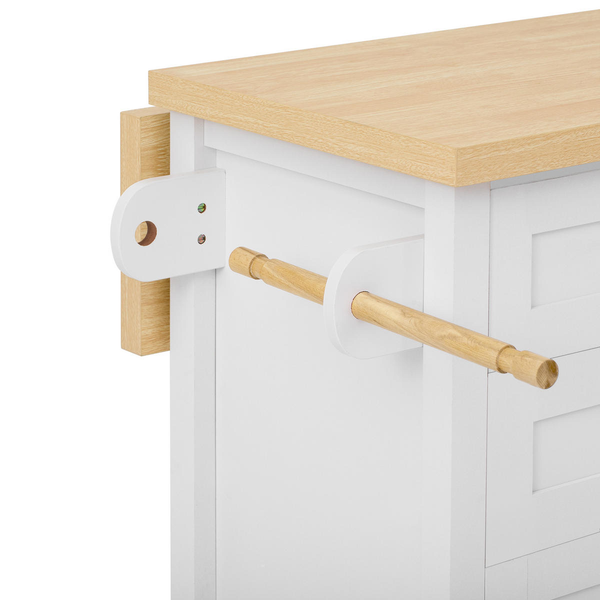 KÜCHENINSEL DE-41116 107/45-70/90,5 cm mit ausklappbarer Arbeitsplatte Weiß - Weiß, Holzwerkstoff (107/90.5/45cm) - ComfortXL