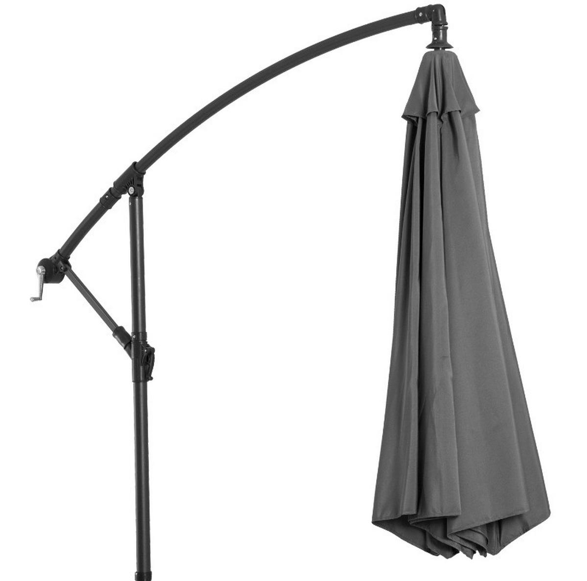AMPELSCHIRM aus Polyester & Metall 295x295x245 cm in Grau mit Handkurbel - Grau, Metall (295/295cm) - Modfu