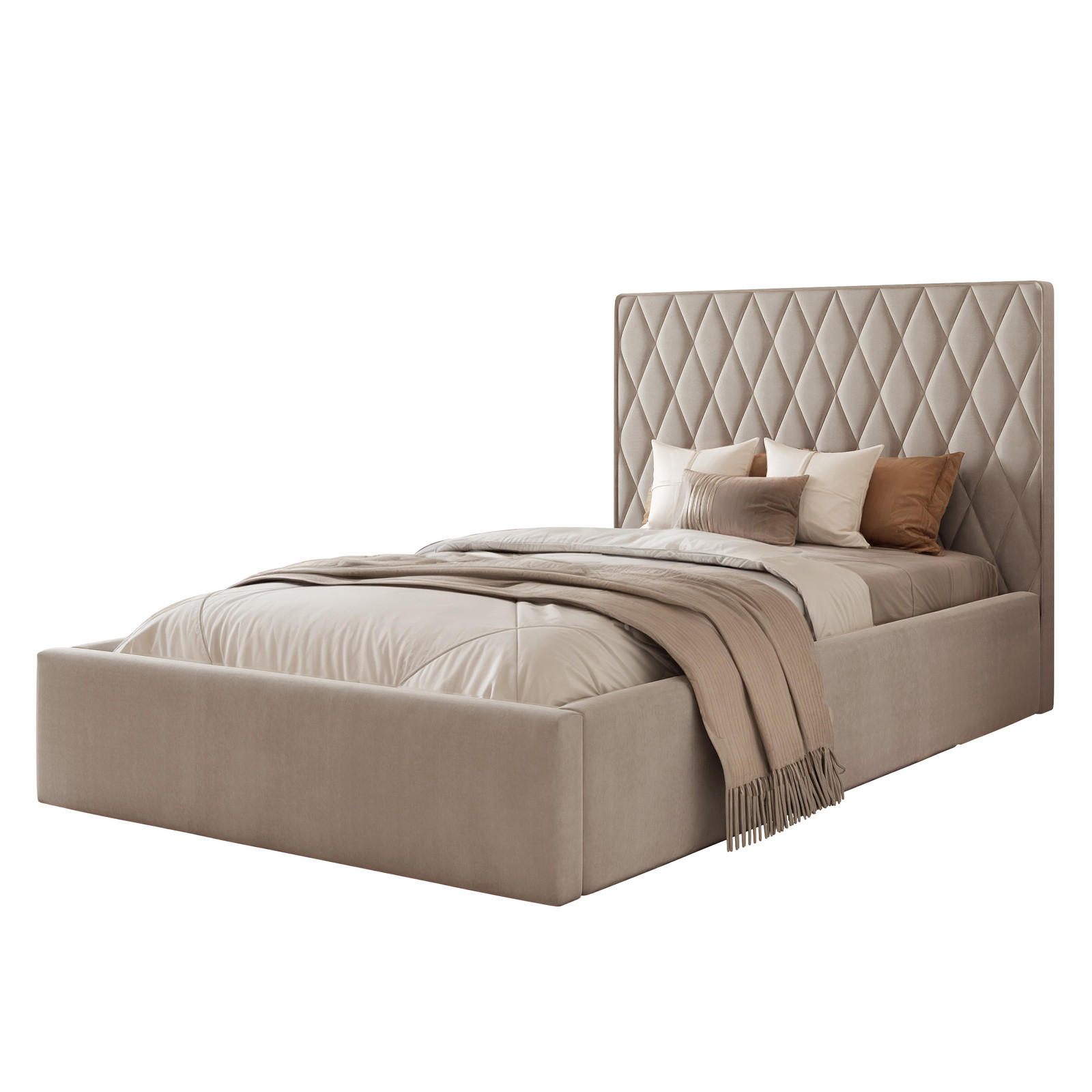 POLSTERBETT PONTI 120x200 cm Warmbeige (Stoff Magic Velvet) - Kompakt, mit Bettkasten und Lattenrost - Beige, Holzwerkstoff/Textil (120/200cm) - Ravio