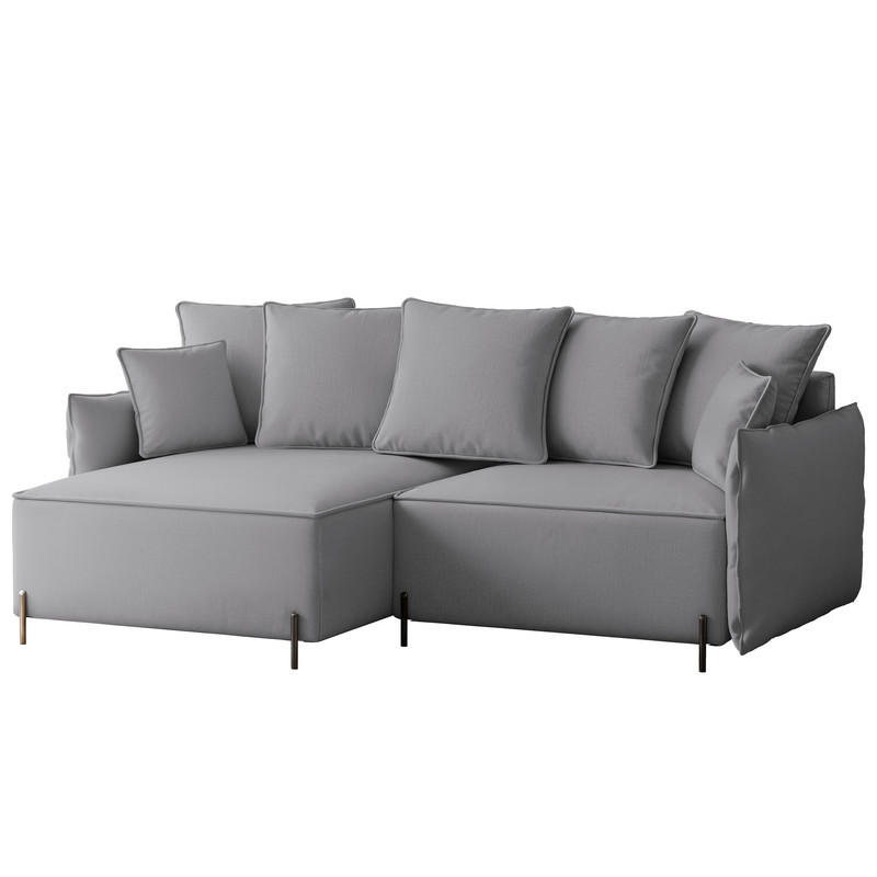 ECKSOFA MARCO Links, mit Schlaffunktion und Bettkasten, Grau - Grau, Textil/Metall (221/148cm) - Idohome