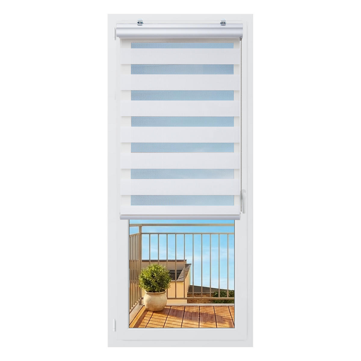 TAG-UND-NACHT-ROLLO Plus Easyfix Weiß 100x250 - Weiß, Kunststoff (100/250/1cm) - STORESDECO