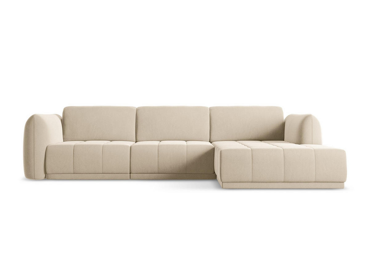 ECKSOFA Rechts Samt Stoff Beige - Beige/Creme, Kunststoff/Textil (290/170cm) - Makamii