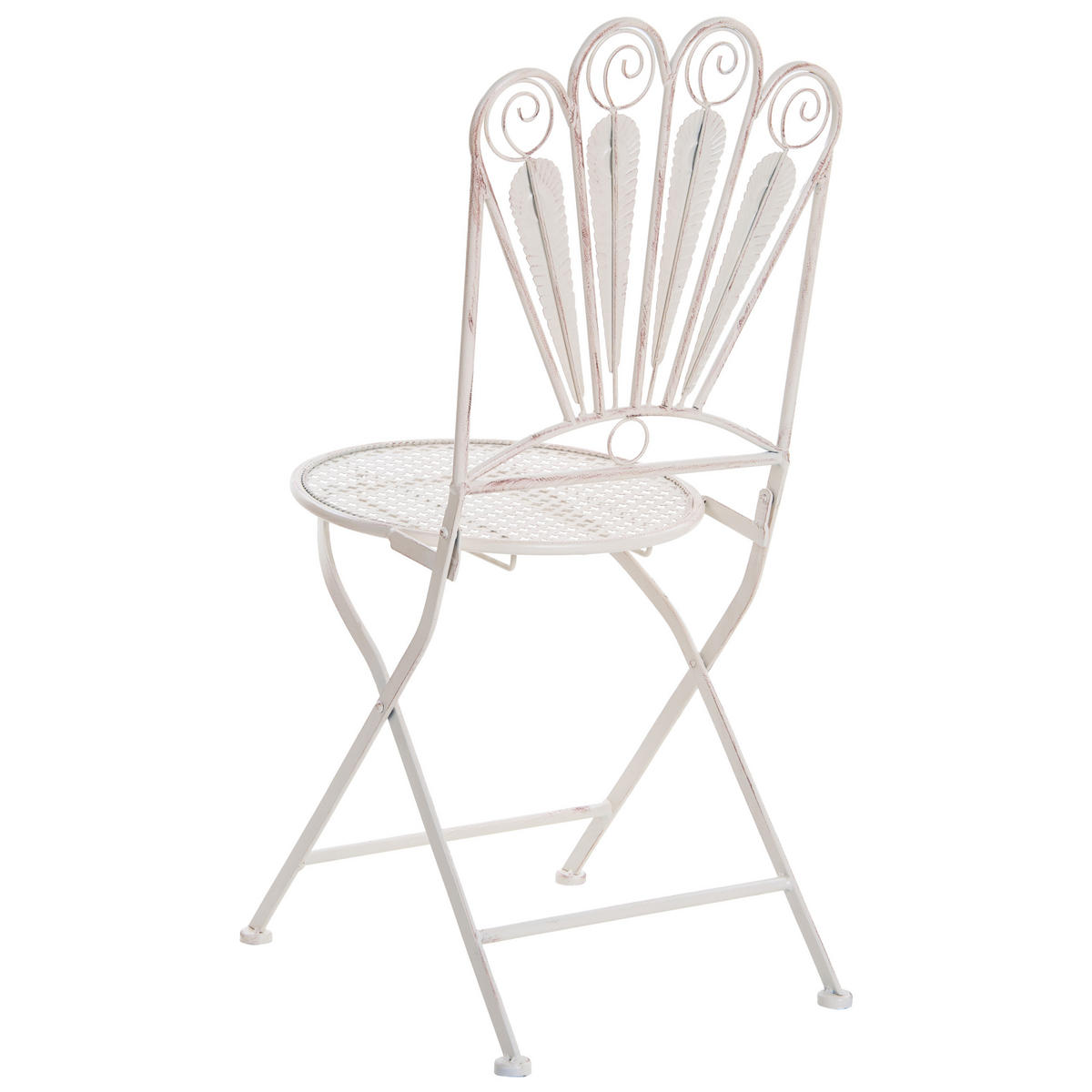 GARTENSTUHL 2er-Set klappbar Metall Cremeweiß Pavia - Weiß, Metall (40/91/47cm) - Beliani