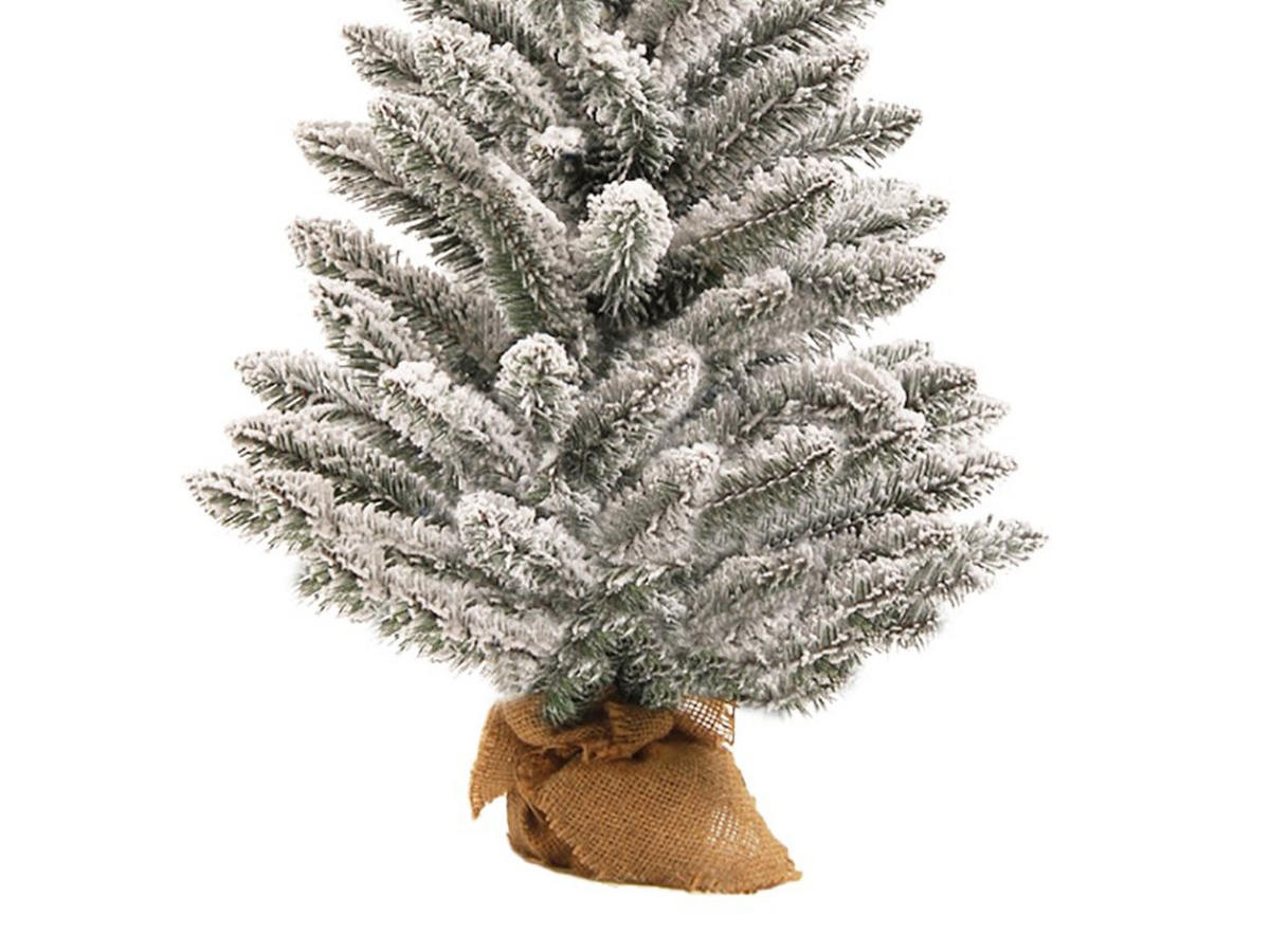 WEIHNACHTSBAUM künstlicher 60 cm mit LED-Beleuchtung, ROTEWEIHNACHTEN, mit 34 Weihnachtsbaumschmuck, Pflanztopf mit Jutesack - Rot/Weiß, Kunststoff/Stein (40/60cm) - LAALU
