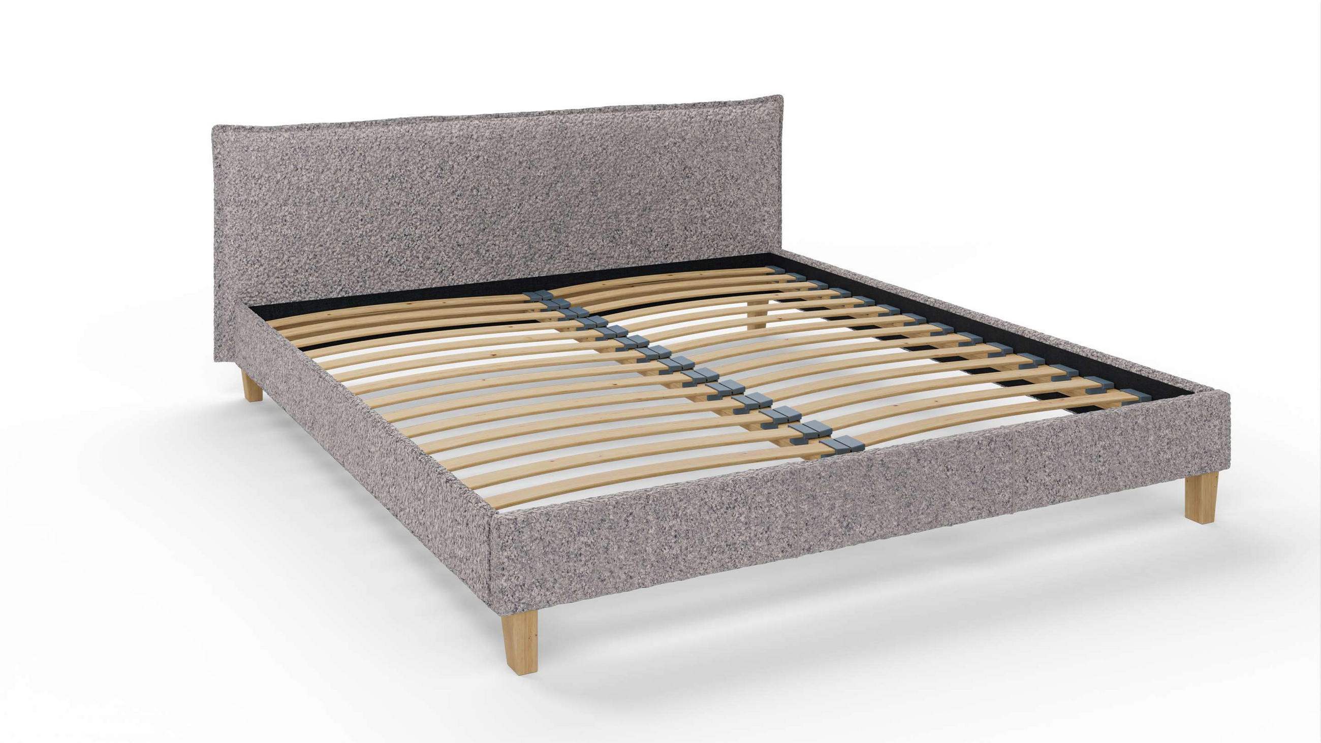 POLSTERBETT Arles 180/200 cm Boucle Stoff - Hellbraun/Grau, Holz/Textil (180/200cm) - S-Style Möbel