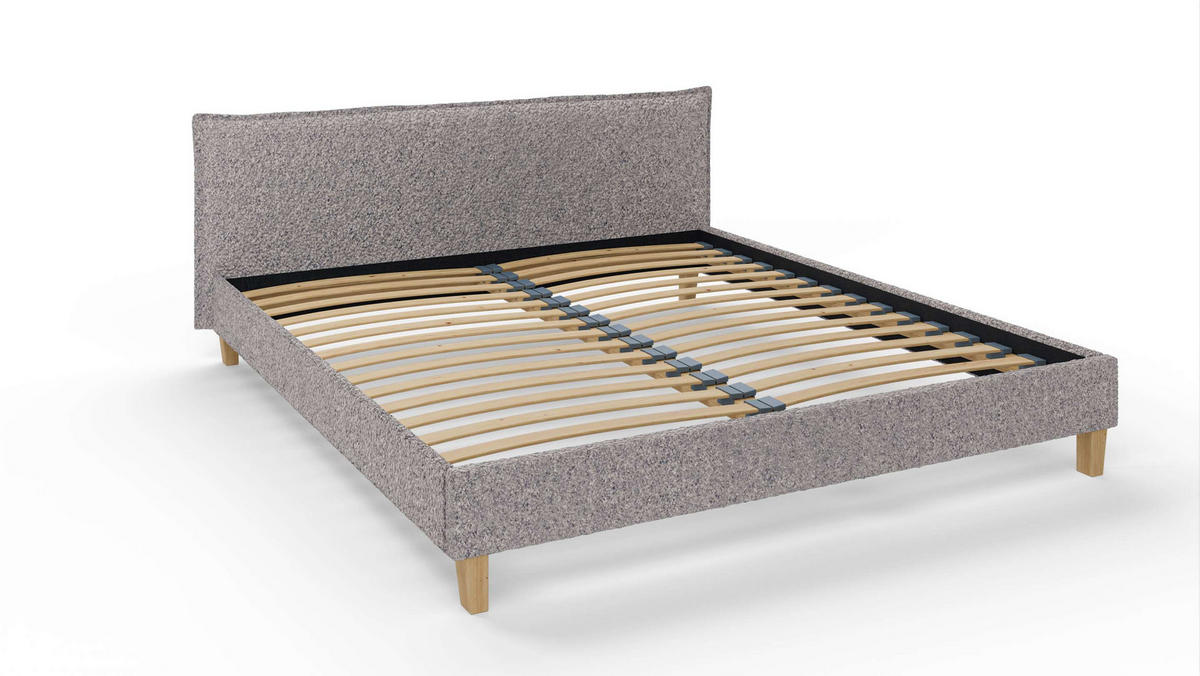 POLSTERBETT Arles 180/200 cm Boucle Stoff - Hellbraun/Grau, Holz/Textil (180/200cm) - S-Style Möbel