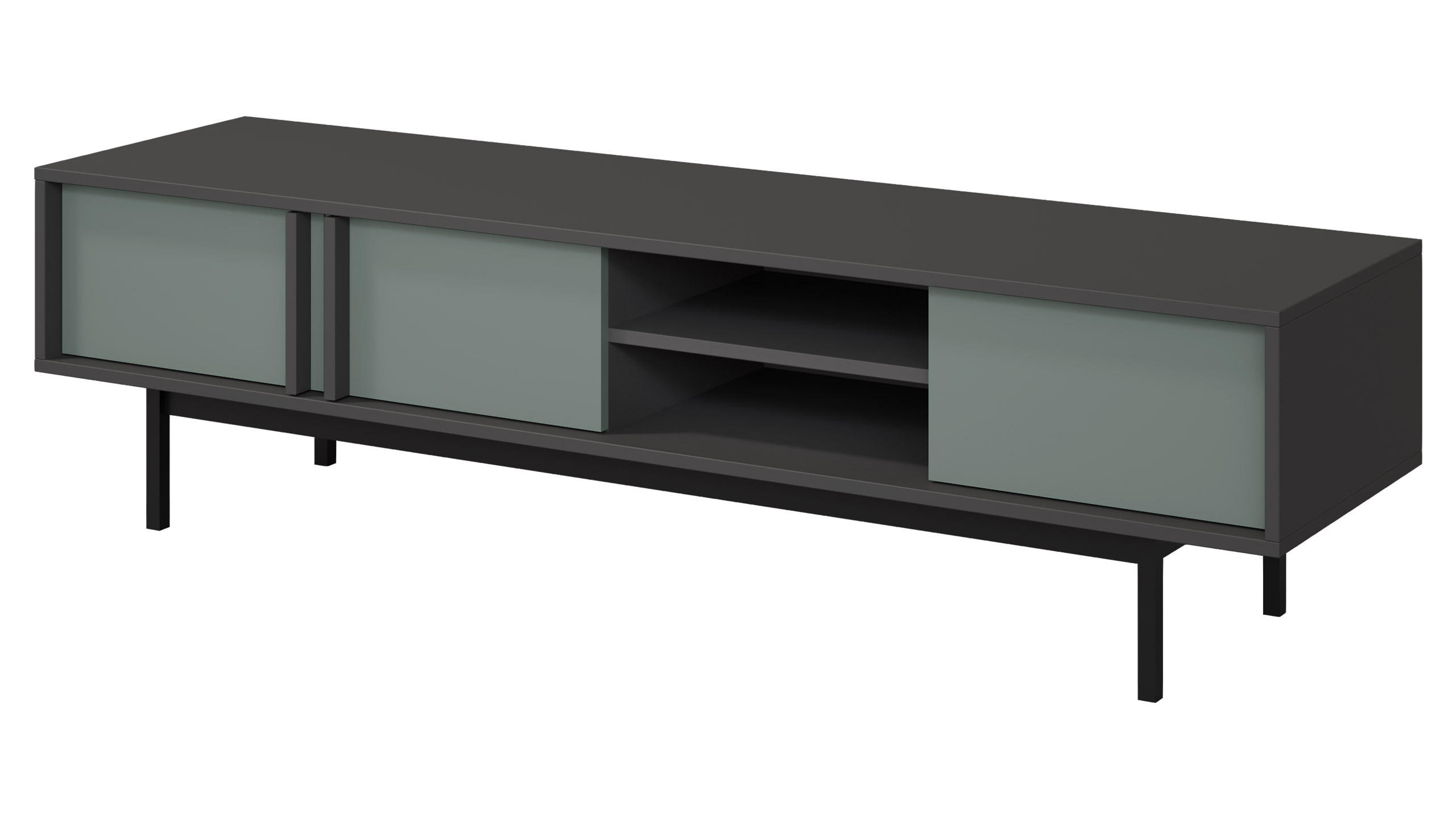 TV-LOWBOARD Alsy 3D AL09 - Anthrazit/Grün, Holzwerkstoff/Kunststoff (163/43/43cm) - MIRJAN24
