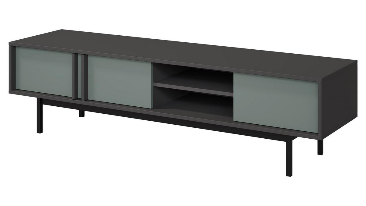 TV-LOWBOARD Alsy 3D AL09 - Anthrazit/Grün, Holzwerkstoff/Kunststoff (163/43/43cm) - MIRJAN24