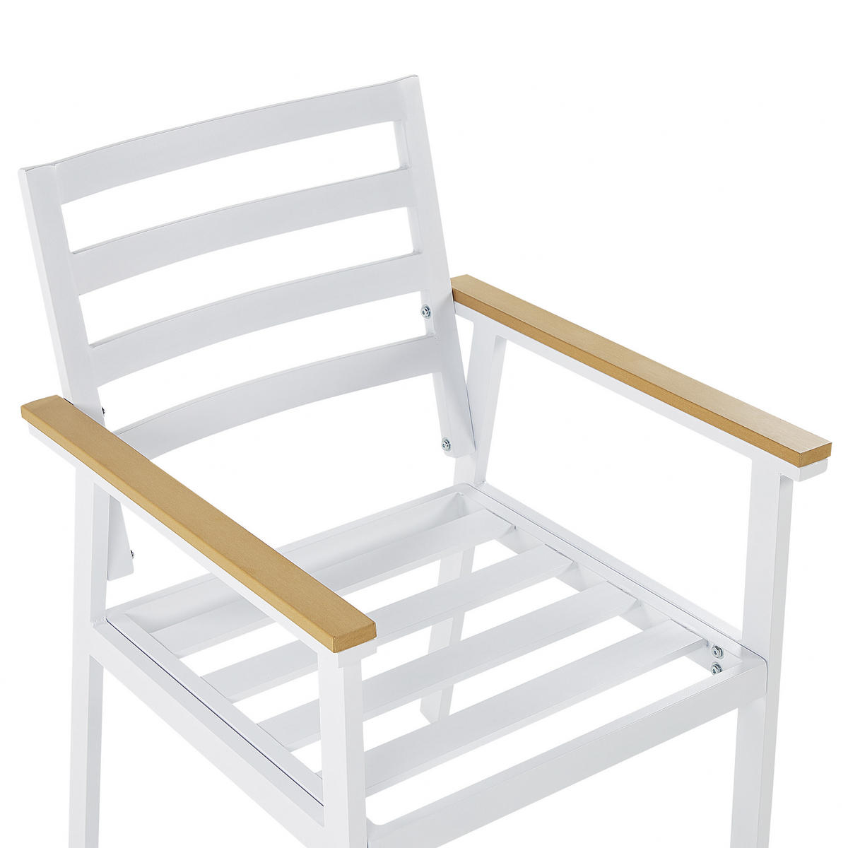 GARTENMÖBEL SET 4-Sitzer Aluminium weiß Auflagen beige Cavoli - Hellbraun/Beige, Metall - Beliani