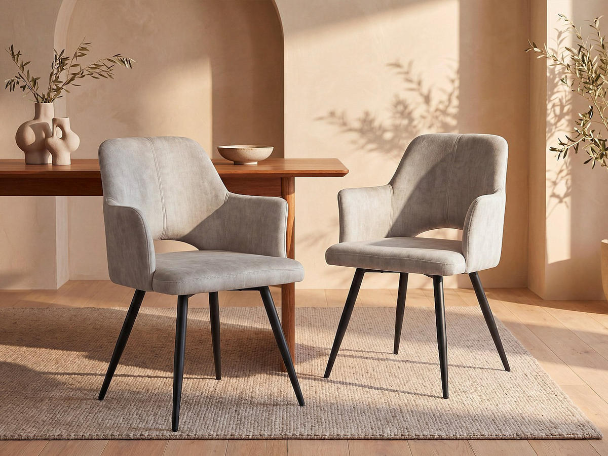 STUHL - 54 cm x 59 cm - stoff - beige Kadija - Beige, Textil (54/85/59cm) - Vente-Unique