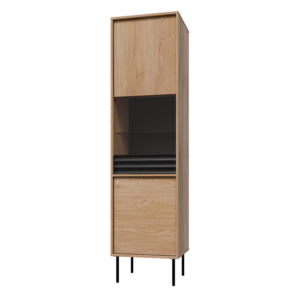 VITRÍNA Astra Dřevo a černá - černá, kompozitní dřevo (50.9/195/40cm) - Petits-meubles