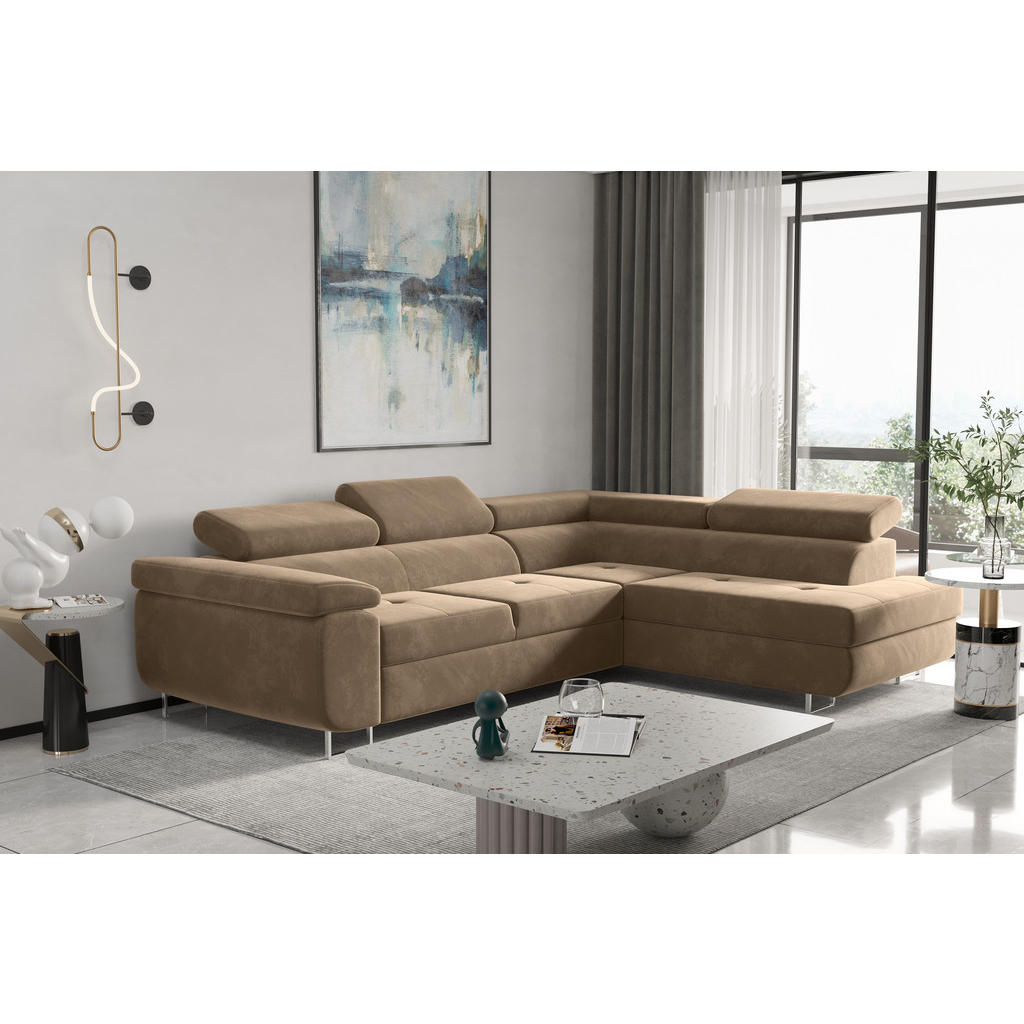 Thumbnail - Kaiser Möbel Ecksofa, Hellbraun, Textil, Füllung: Komfortschaum, einzeln stellbar, L-Form,L-Form, 275x202 cm, Wohnzimmer...