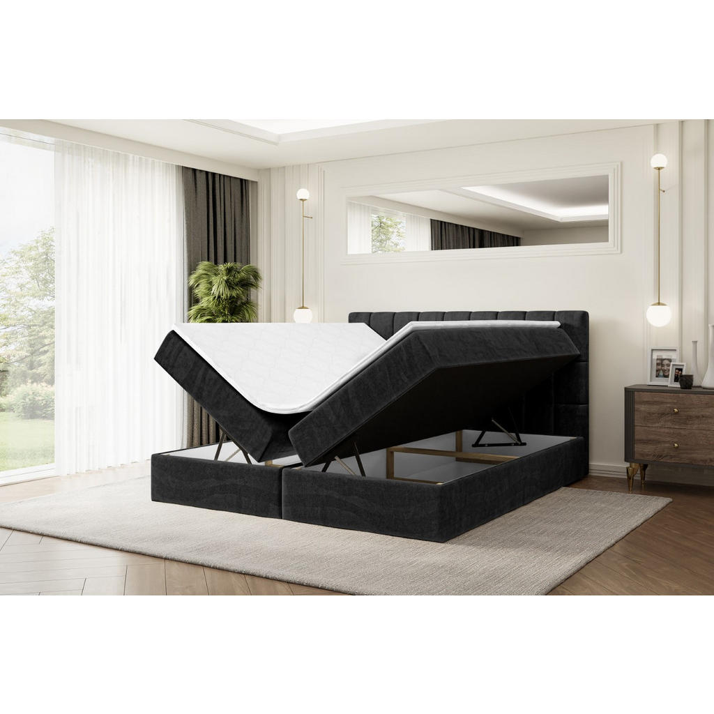 Thumbnail - Altdecor Boxbett, Schwarz, Holzwerkstoff, Höhe ca. 20 cm, 140x200 cm, Schlafzimmer, Betten, Boxspringbetten