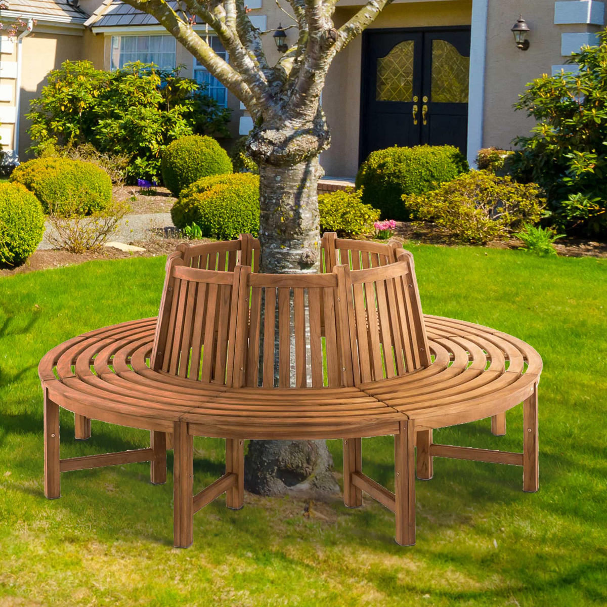 GARTENBANK 200/200 cm Holz teak - Teakfarben, Holz (200/89.5/200cm) - CLP