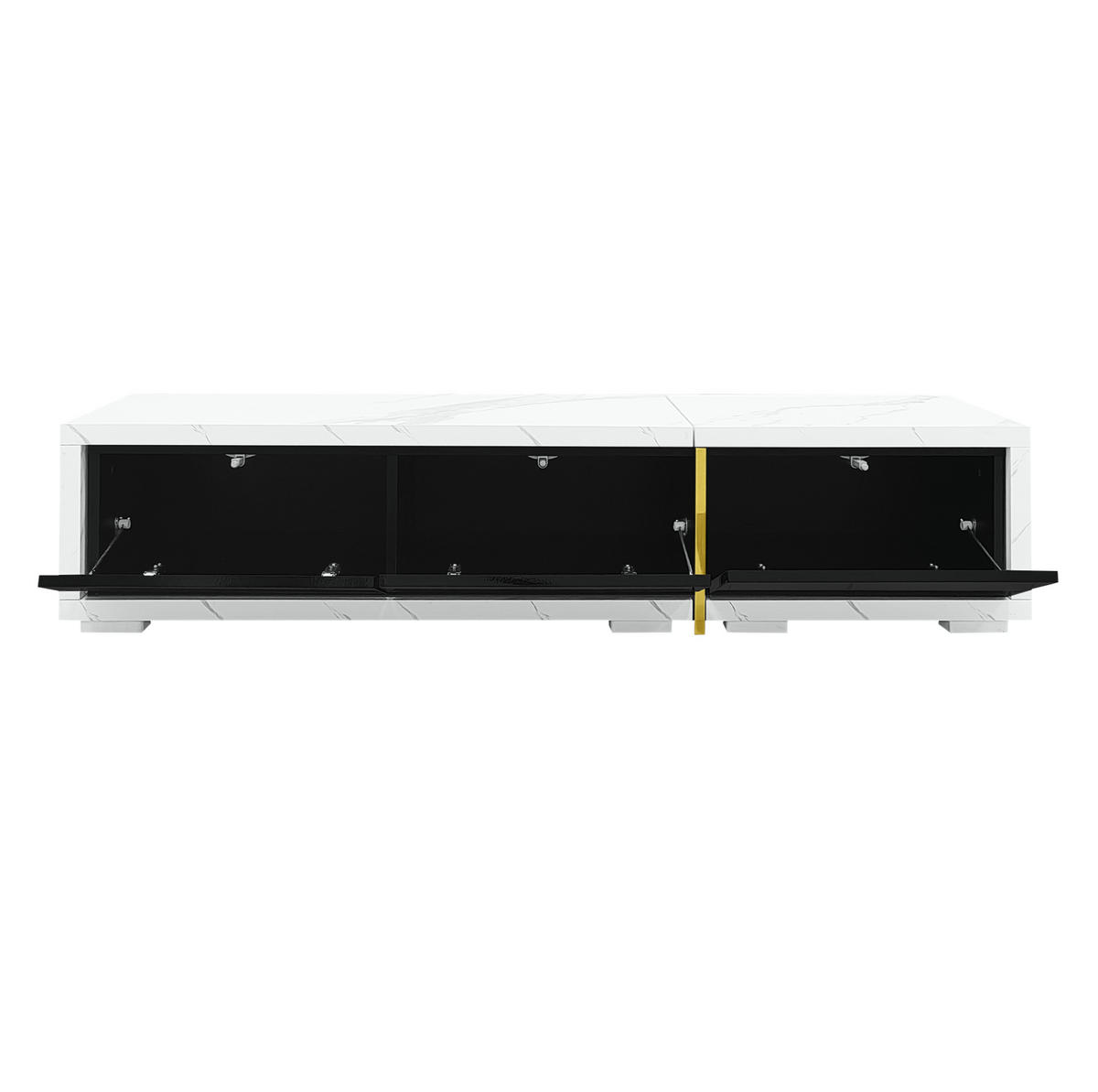 TV ormarić 140-260 cm crni i bijeli mramorni od MDF-a i iverice s rotacijom i velikim prostorom - crna, drvni materijal (260/30/40cm) - OKWISH