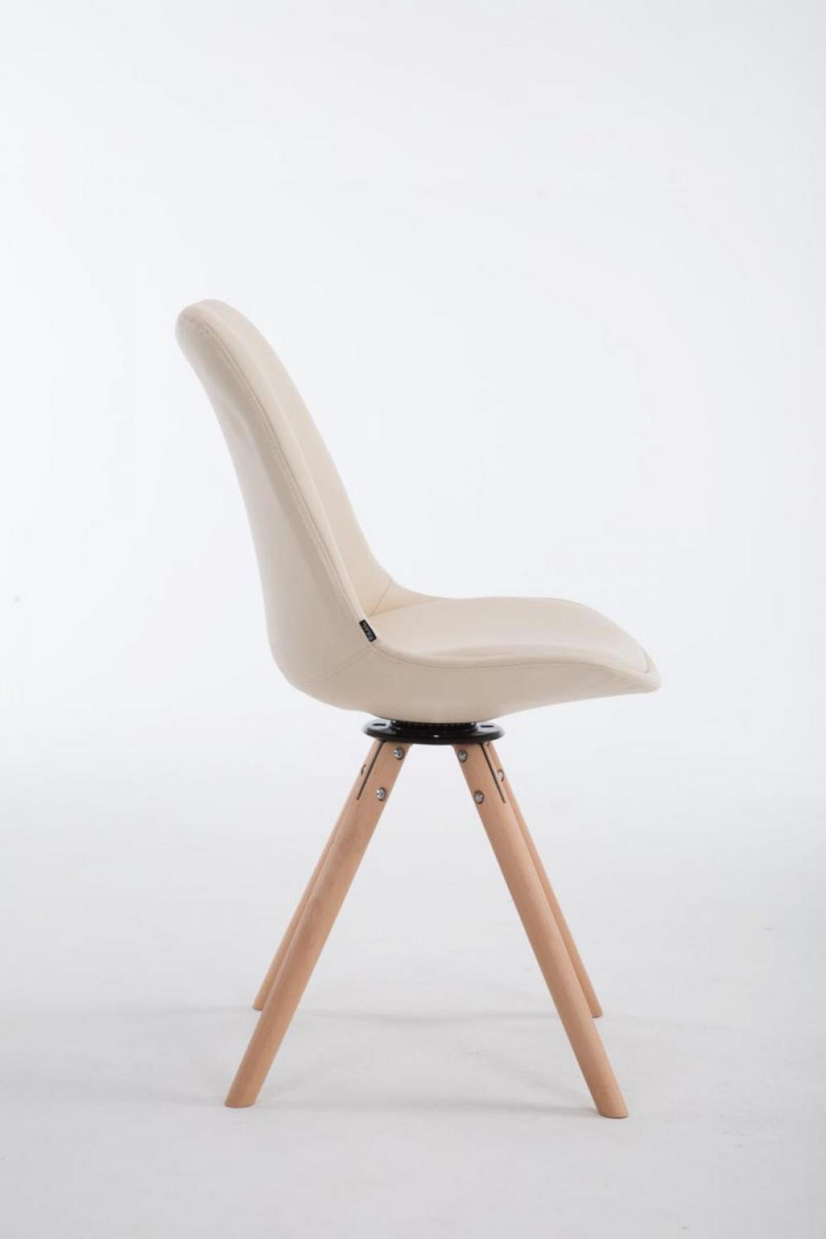 STUHL Lederlook creme - Eukalyptusholzfarben/Creme, Holz/Textil (48/84/56cm) - CLP