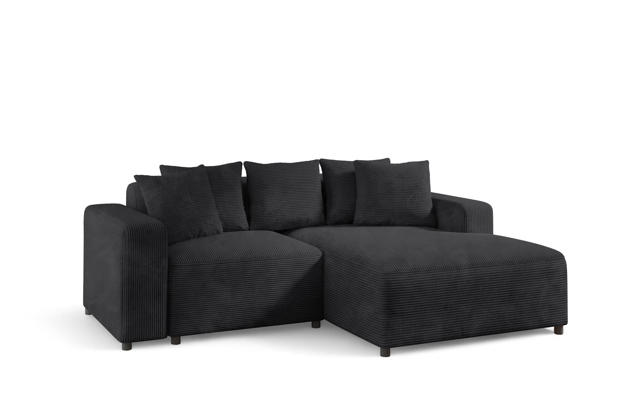 ECKSOFA Megan Xs In Stoff Poso - Anthrazit, Holzwerkstoff/Textil (240/165cm) - Fun Möbel