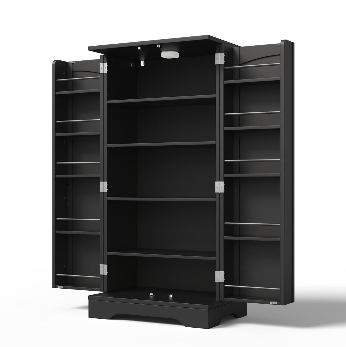 HOCHSCHRANK mit LED-Sensorlicht 120 x 60 x 40 cm MDF Black - Schwarz, Holzwerkstoff (40/120/60cm) - Meubliv