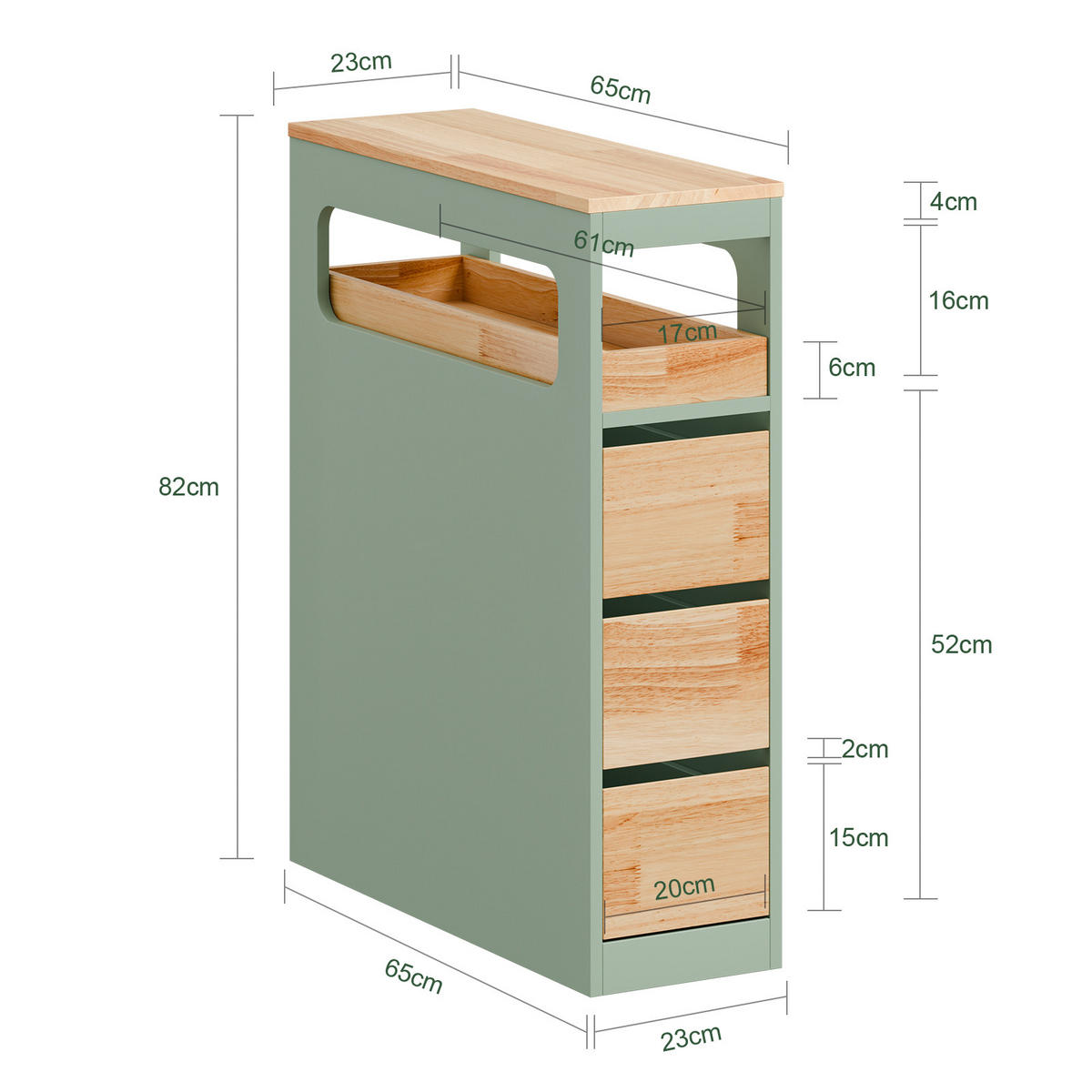 NISCHENREGAL mit Rollen, Grün - Grün, Holz/Holzwerkstoff (23/82/65cm) - SoBuy