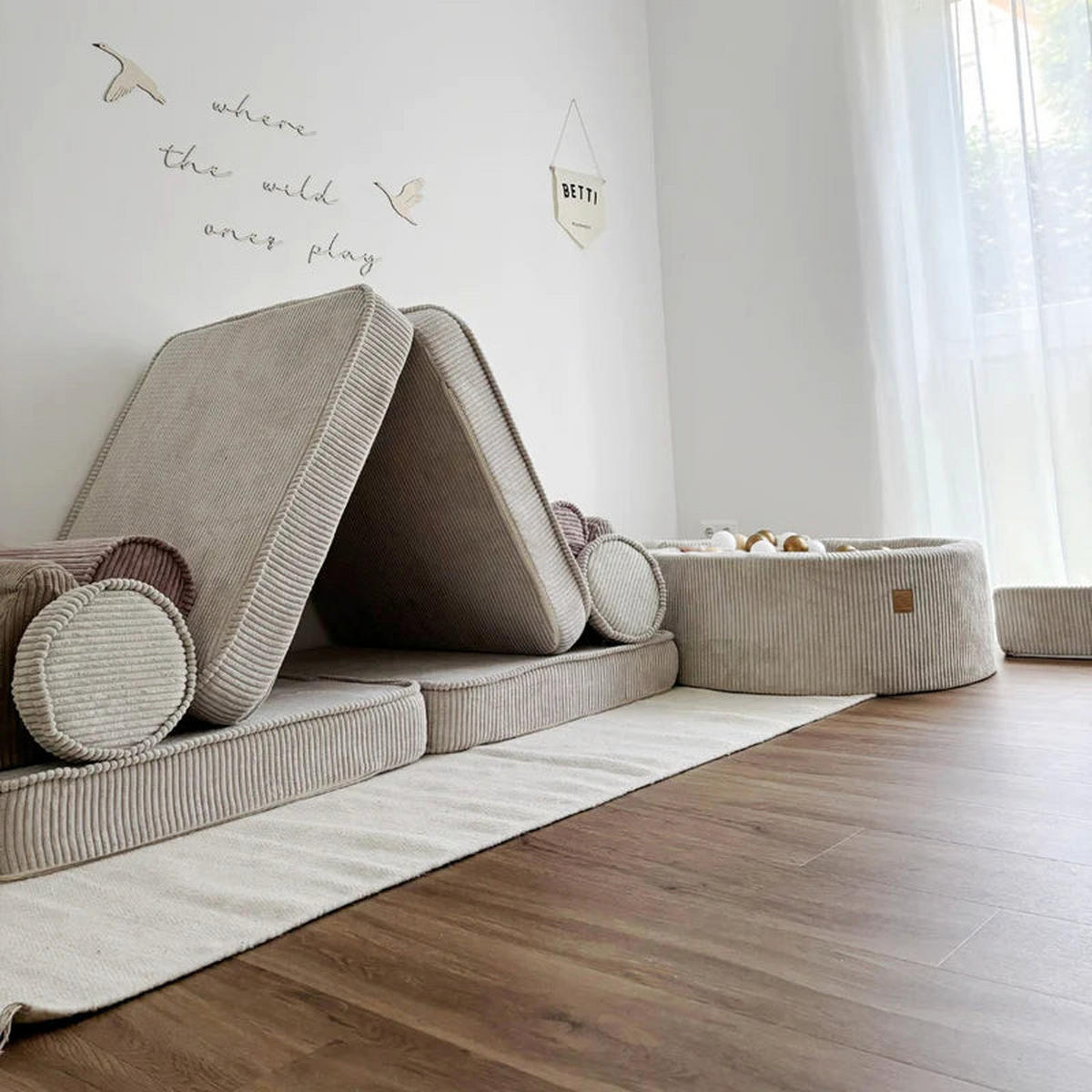 KINDERSOFA AESTHETIC 160 cm Cord Latte 8 Stk - Beige, Textil (80/12/160cm) - MeowBaby