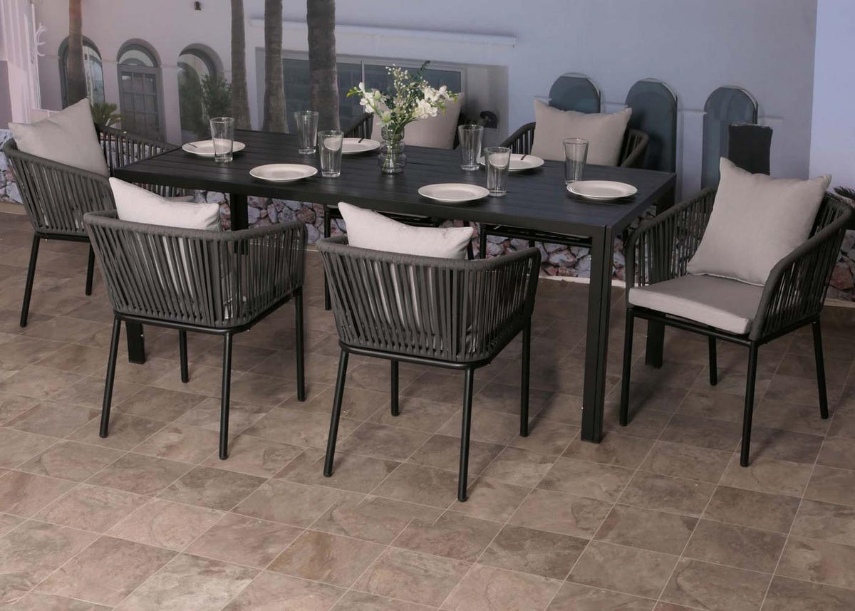 GARTENGARNITUR Anthrazit, Grau 7-teilig-Set - Anthrazit/Grau, Metall - MCW