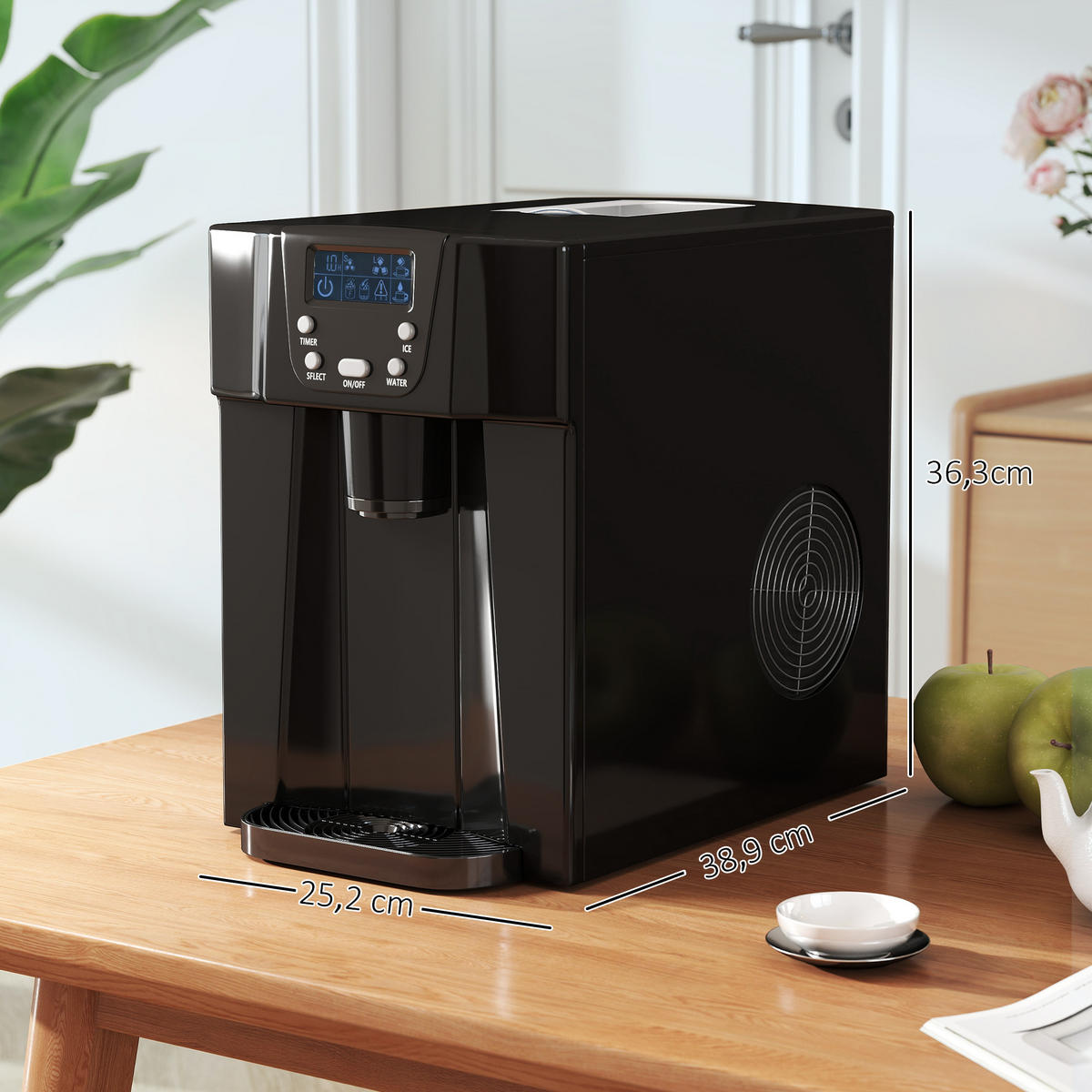 EISMASCHINE DE-17462 mit Wasserspender und LCD-Display Schwarz - Schwarz, Kunststoff (25.2/36.3/38.9cm) - ComfortXL