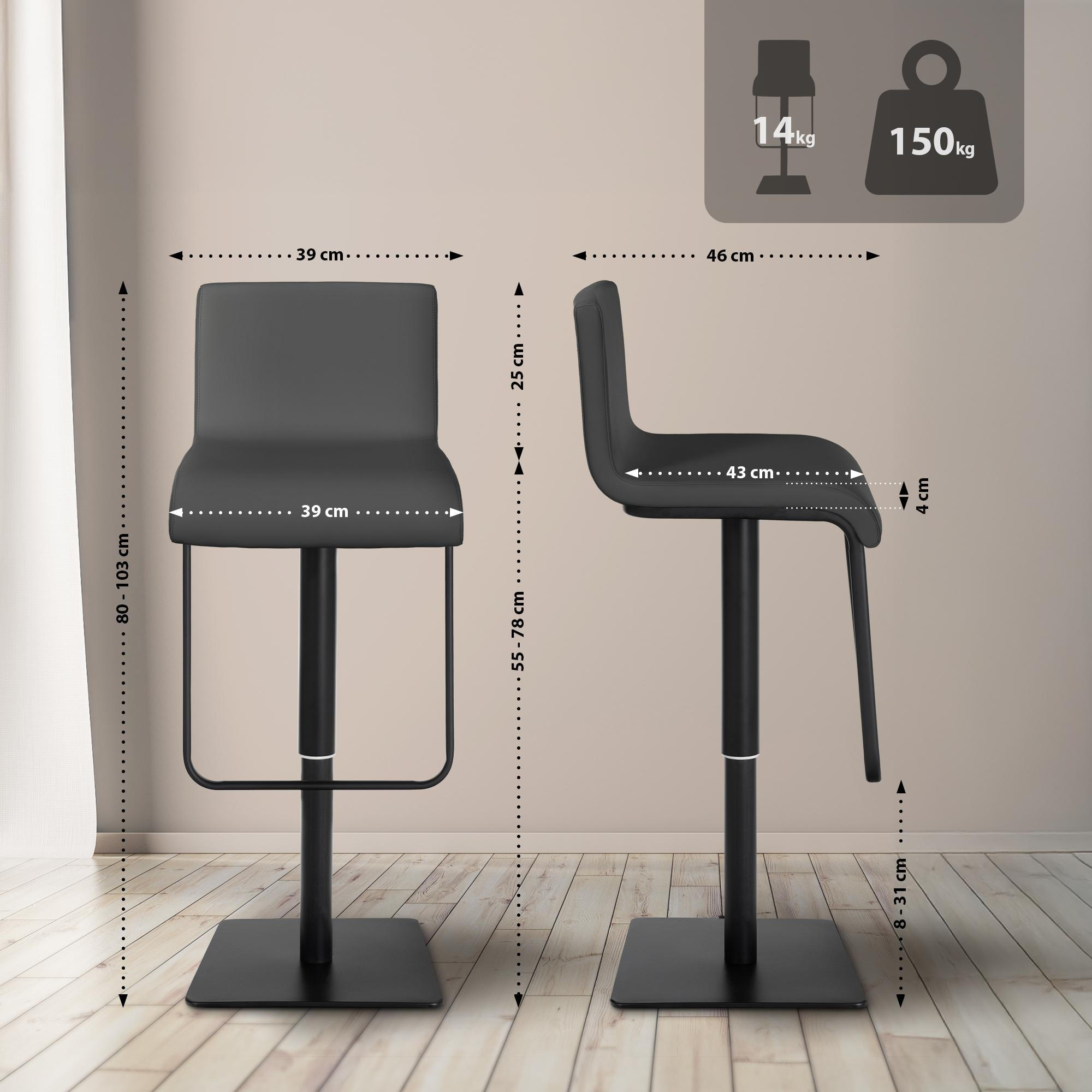 Thumbnail - CLP Barhocker, Grau, Textil, 41x80x46 cm, Esszimmer, Barmöbel, Barhocker