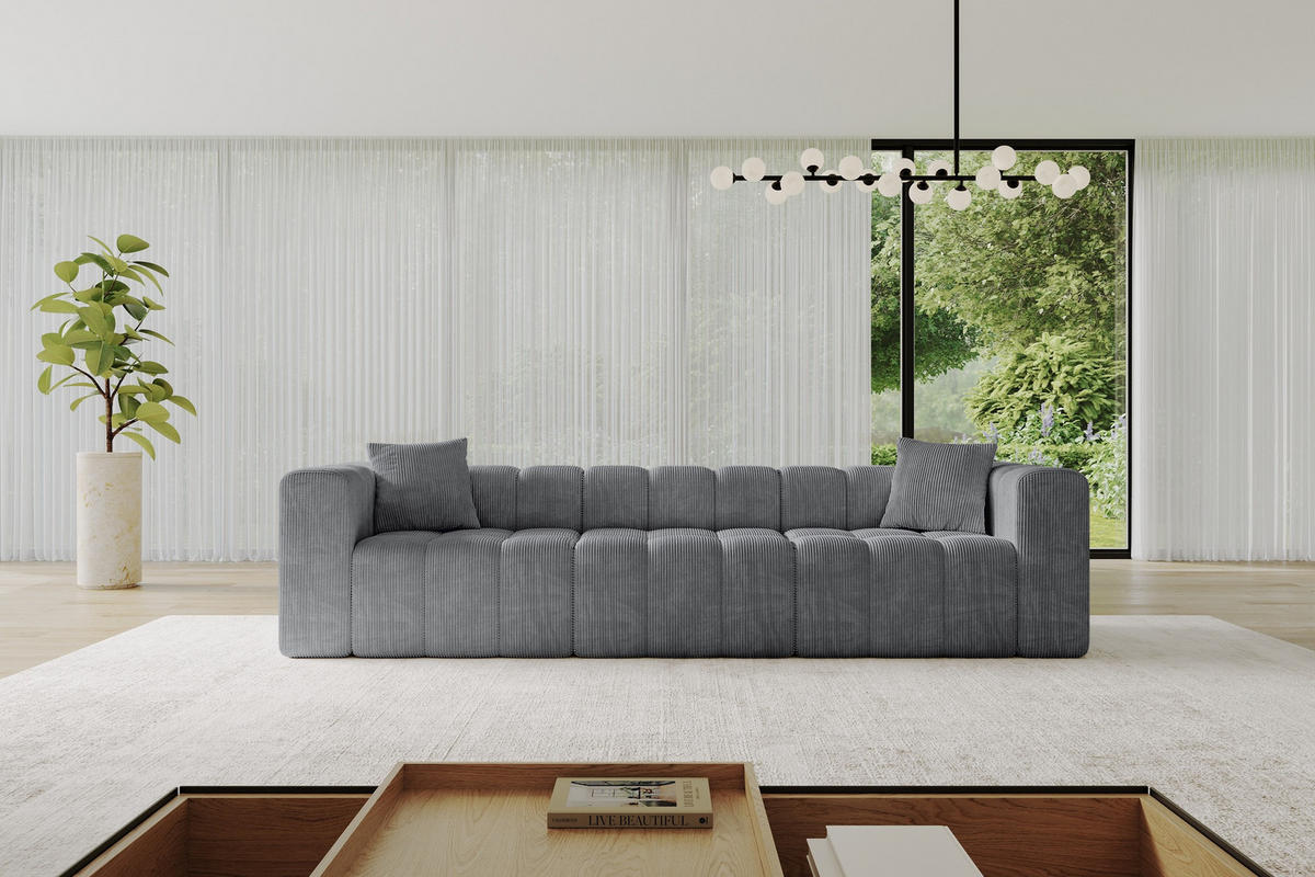 POHOVKA 3-MÍSTNÁ DONY-3 315x90x71 cm Tmavě šedá Manšestr - černá/tmavě šedá, kompozitní dřevo/textil (315/71/90cm) - ALTDECOR