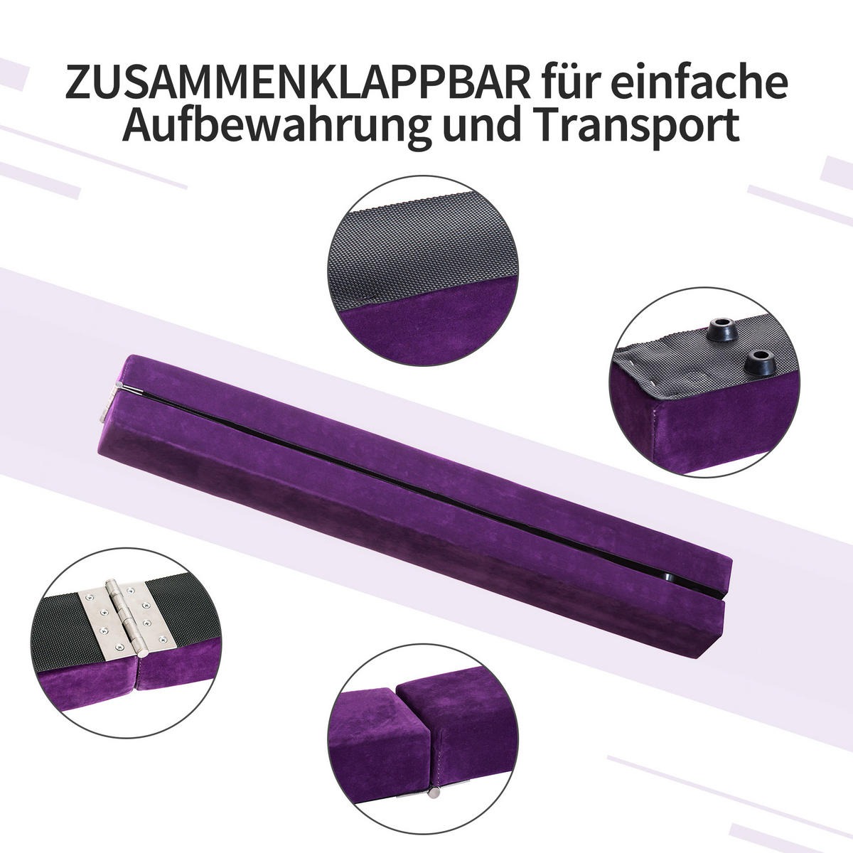 SCHWEBEBALKEN Jane faltbar 210/10/6.5 cm - Violett, Holz/Textil (210/10/6.5cm) - Jamb