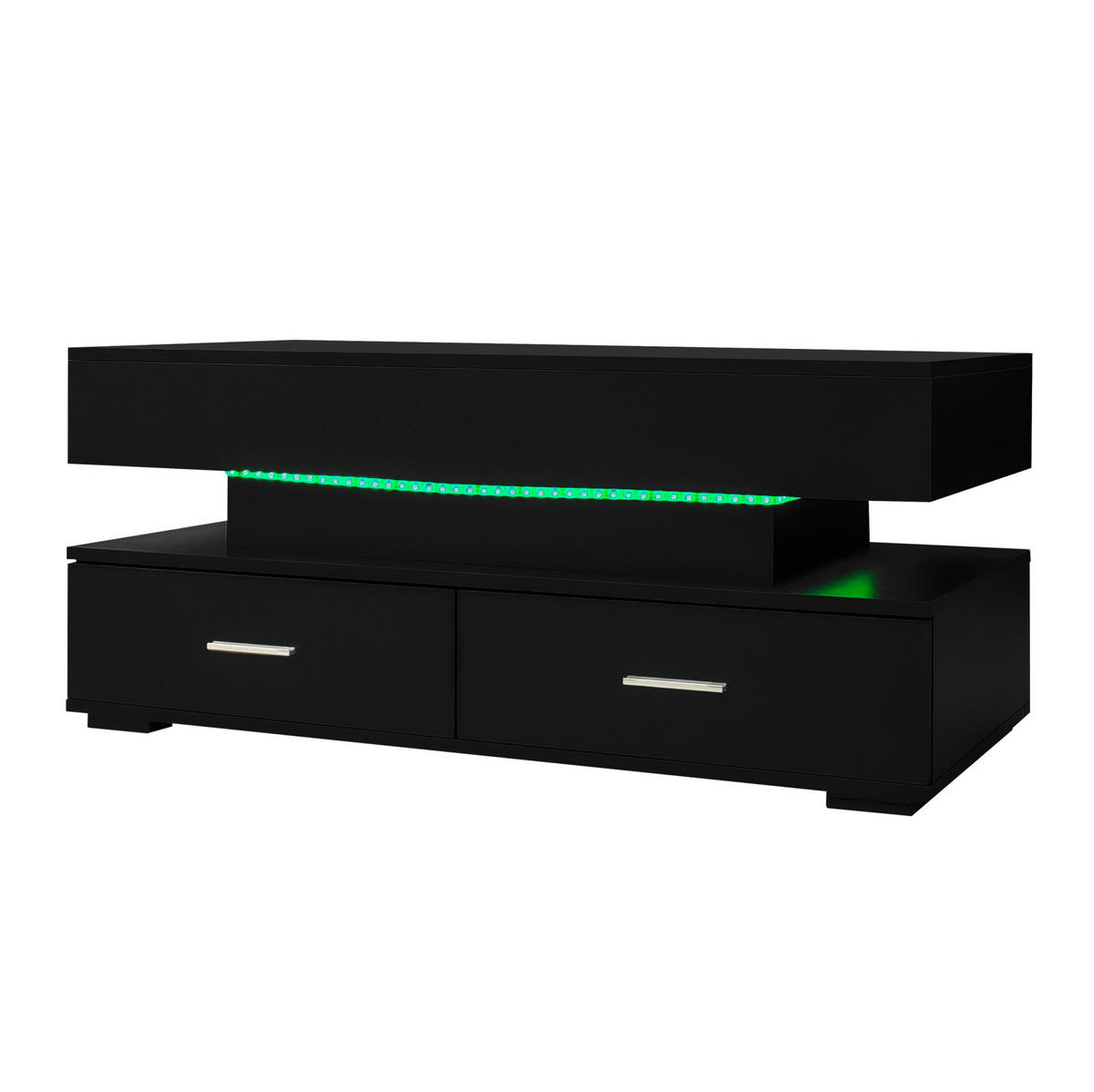 COUCHTISCH 100/50/44 cm schwarz aus Spanplatte mit LED-Beleuchtung und Stauraum - Weiß, Holzwerkstoff (100/50/44cm) - OKMYHOME