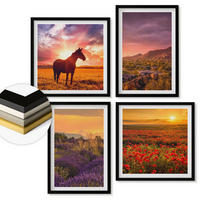WANDBILDER 4er-Set - 50x50 cm & 40x60 cm Schwarzer Rahmen - Berglandschaft Rosslavendel - Schwarz, Kunststoff (50/50cm) - ArtPrintCave