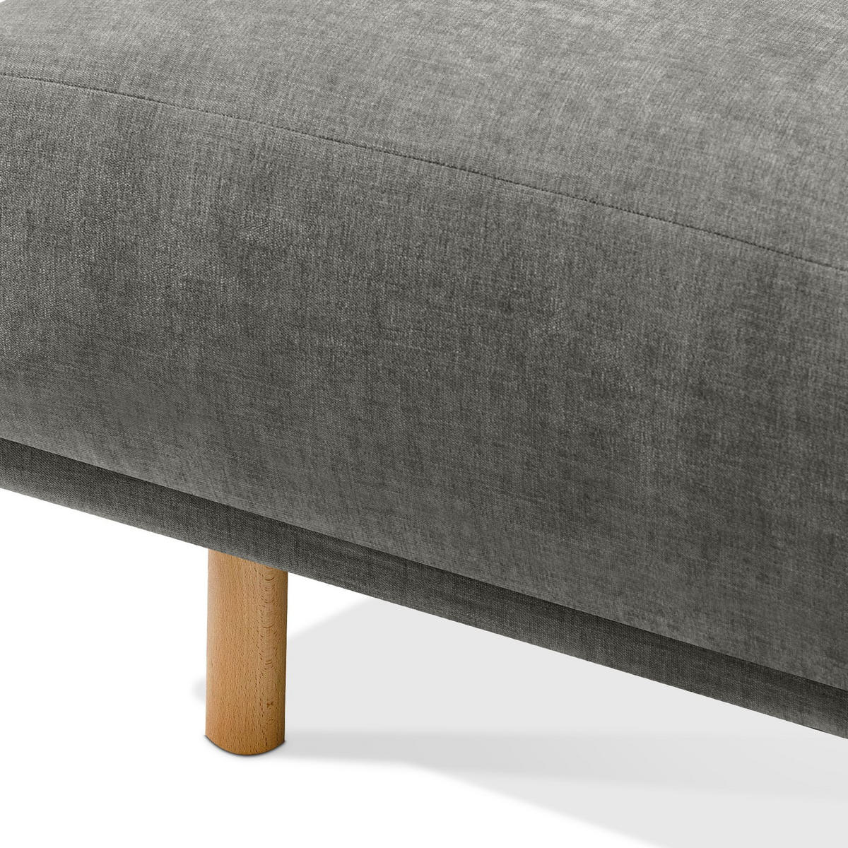 ECKSOFA-RECHTS FOSERO, Chenille-Stoff - Buchefarben/Grau, Holz/Holzwerkstoff (204/155cm) - KONSIMO®