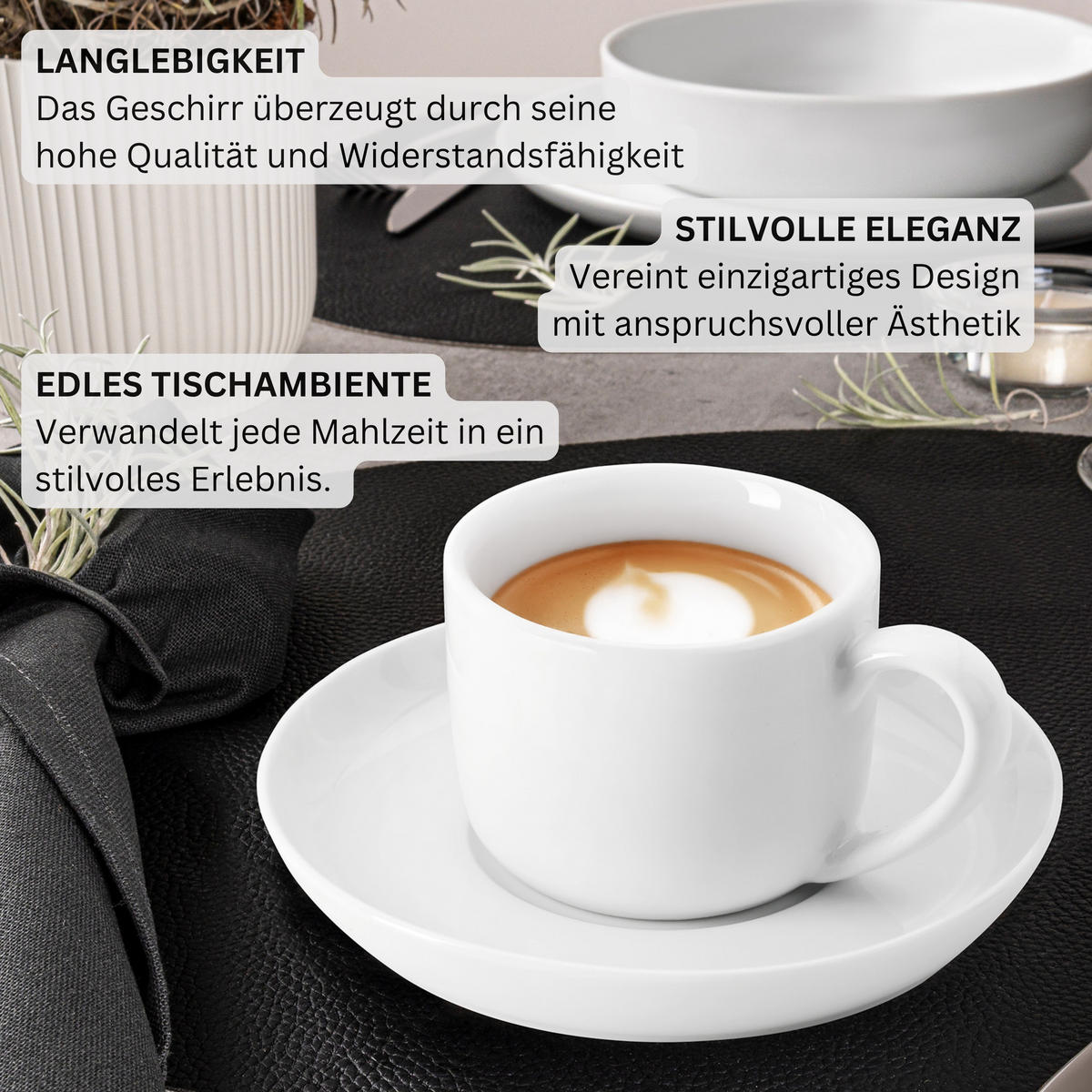 KAFFEETASSEN SET MARLO - 12 teilig aus Porzellan - Weiß, Keramik (14/6/14cm) - Sänger