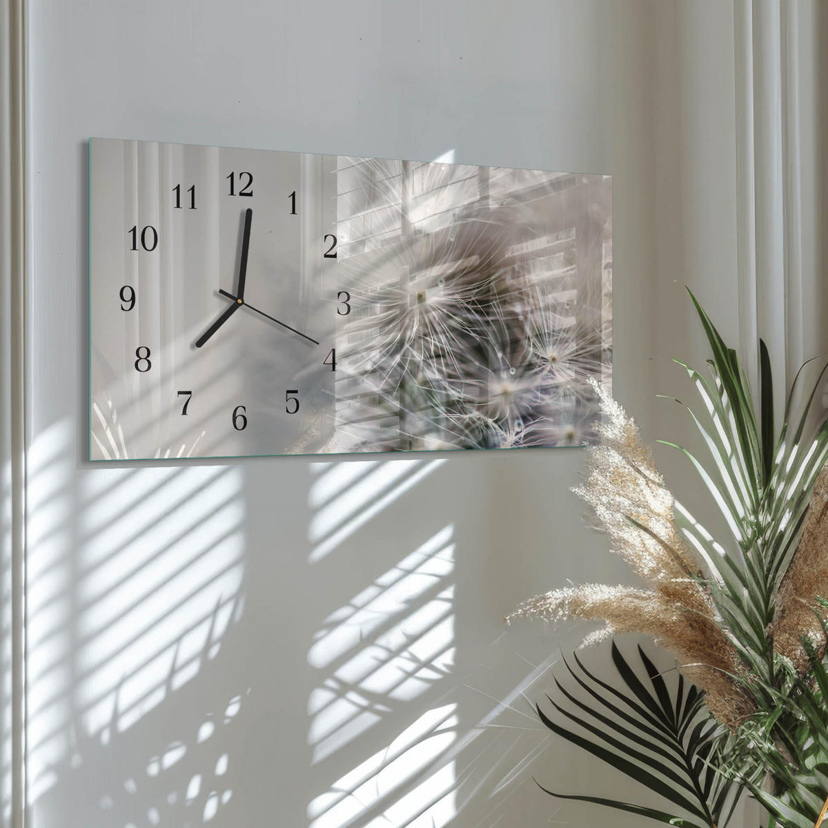WANDUHR 60x30 cm - Feld - Grau, Glas (60/30/0.4cm) - TULUP