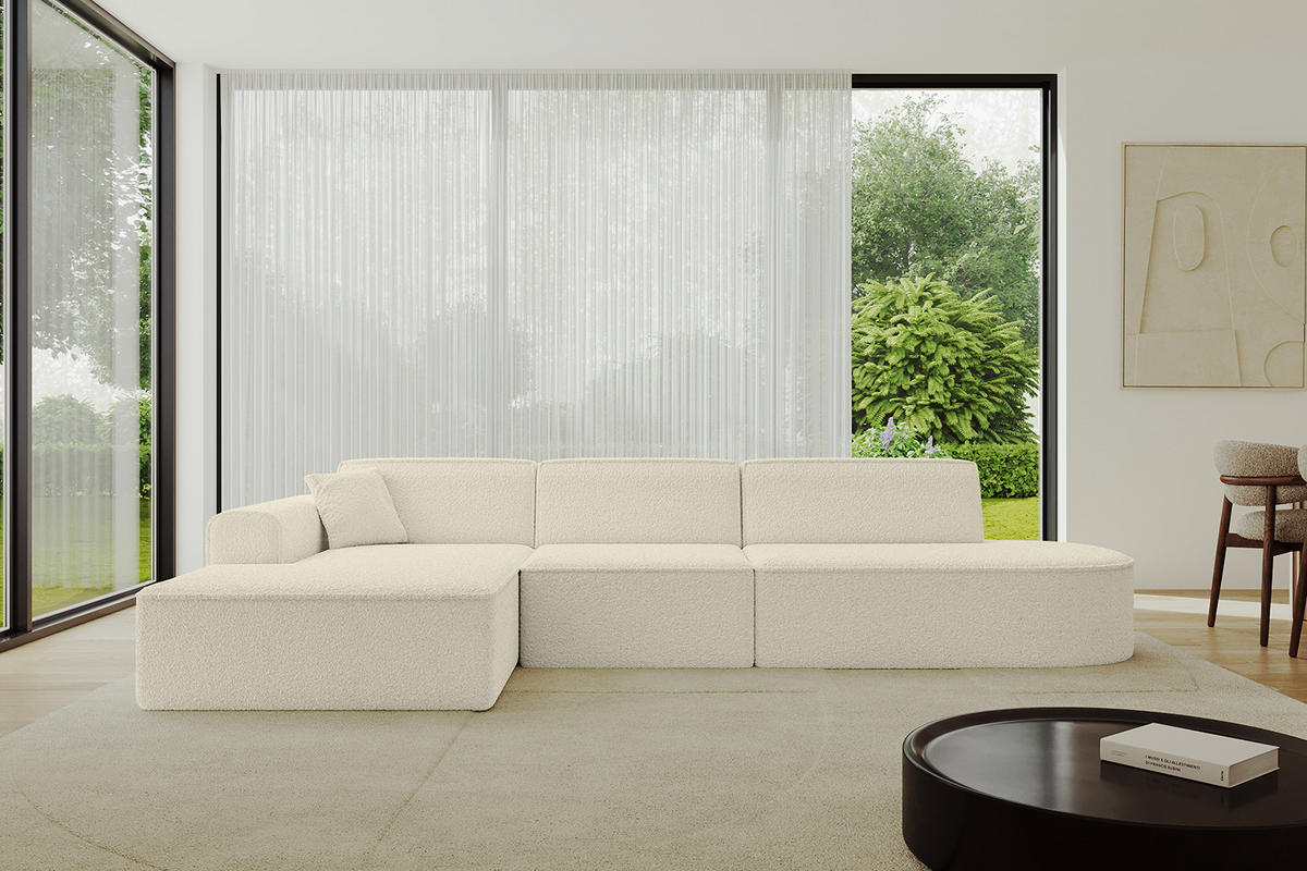 ECKSOFA Ottomane Links IREA-L2-v3 - 327x165x77 cm Beige - Creme, Holzwerkstoff/Textil (327/165cm) - ALTDECOR