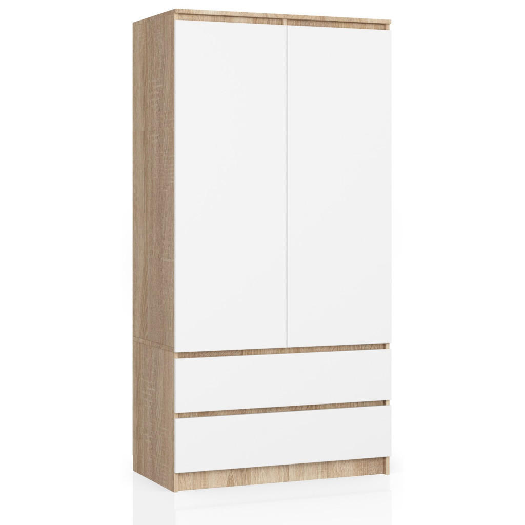 Akord Kleiderschrank Sonoma Eiche, Weiß 90x180x51 cm