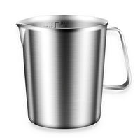 MESSBECHER Edelstahl 1L mit Skala und Griff - Silberfarben, Metall (1L)