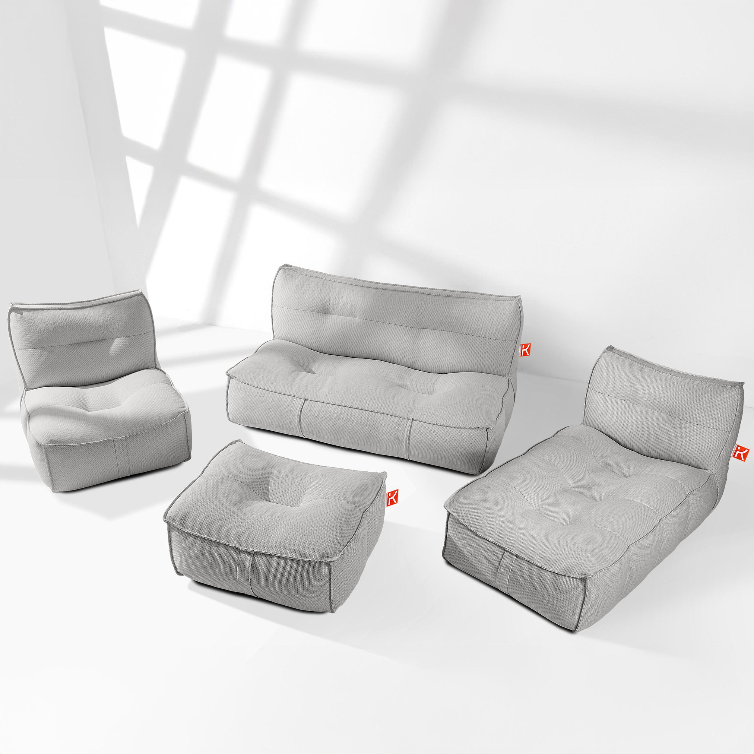 GARTENLOUNGE-SET LOVIA, Möbel-Set, Dunkelgrau/Weiß - Dunkelgrau, Textil - KONSIMO®