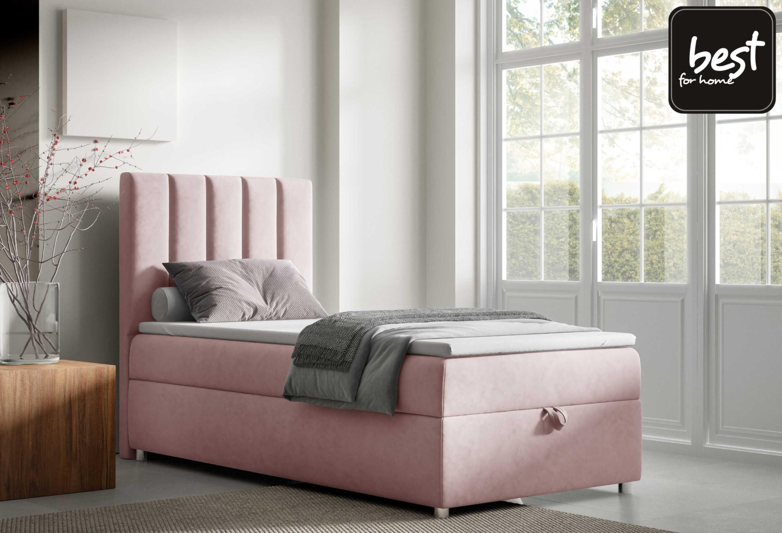 BOXBETT mit Bettkasten Trinity K10-SINGLE Bonellfederkern inkl. Topper - Rosa, Holz/Holzwerkstoff (70/200cm) - Best For Home