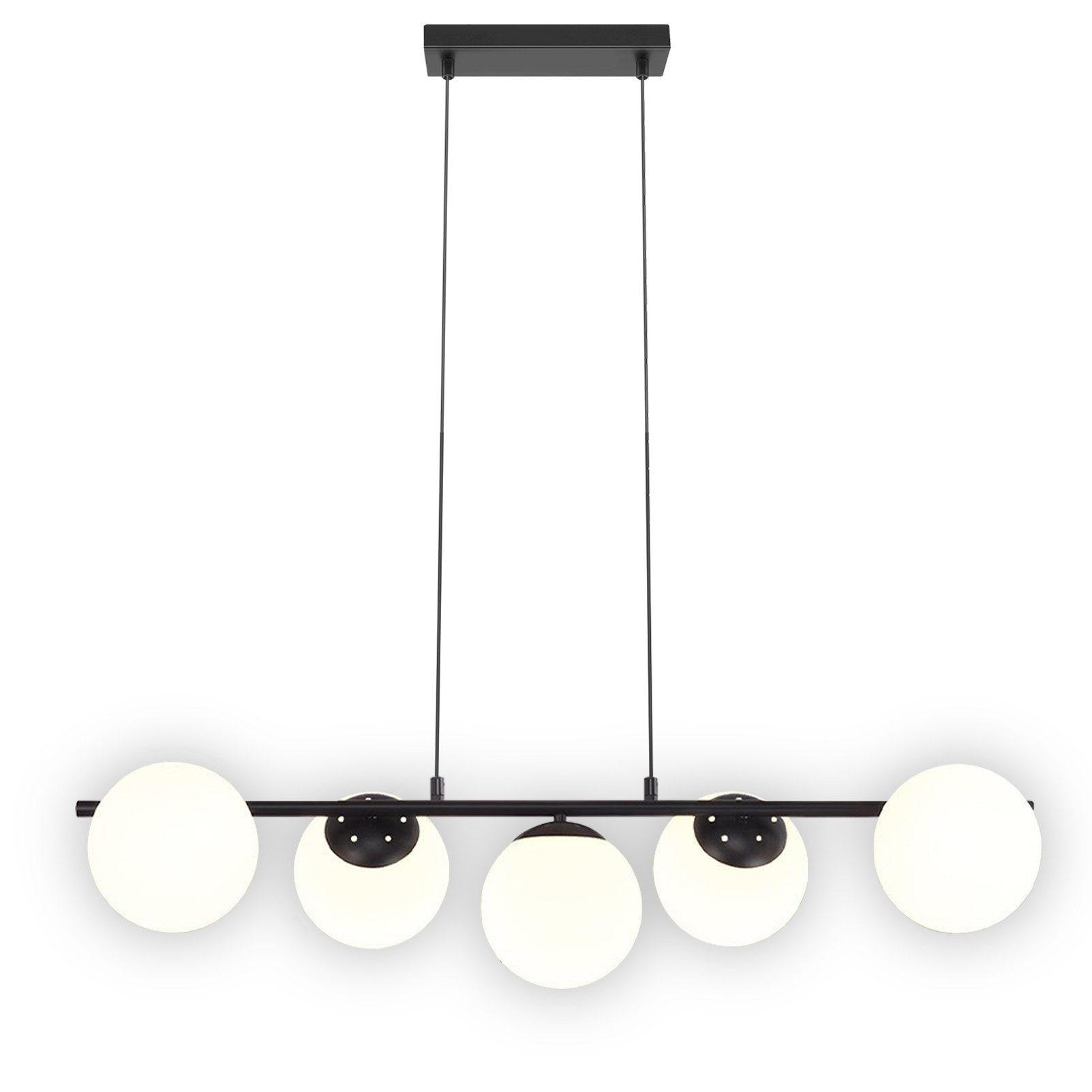PENDELLEUCHTE Julius 90/15/173.5 cm - Schwarz/Weiß, Glas/Metall (90/15/173.5cm) - ZMH