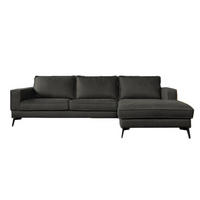 ECKSOFA BLOOM Anthrazit Leder - Anthrazit/Schwarz, Leder (276/177cm) - KAWOLA