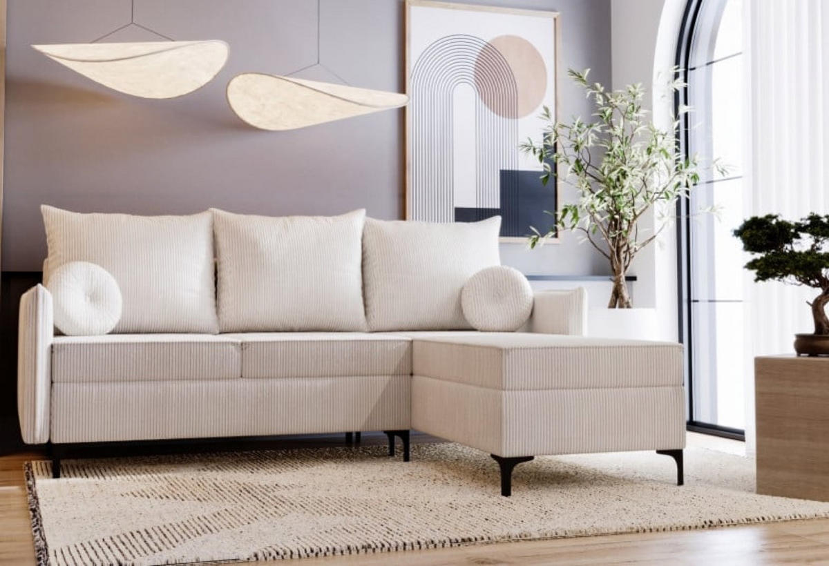 ECKSOFA Beige LEA L Cord Rechts - Beige, Textil (168/213cm) - Sepro Meble