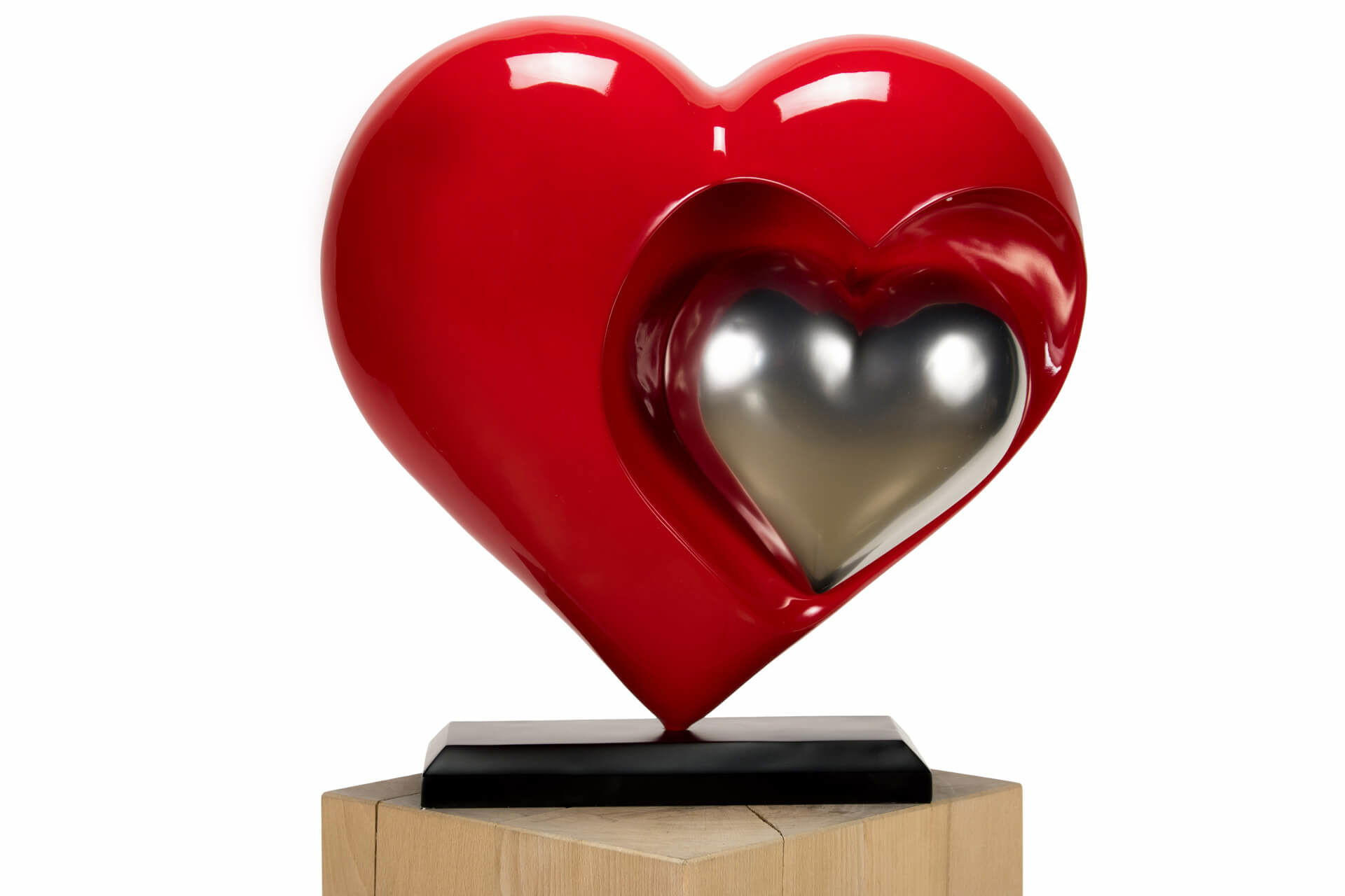 SKULPTUR Silber 47/44 cm - Rot/Silberfarben, Stein (47/44/20cm) - KUNSTLOFT
