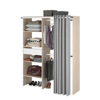 KLEIDERSCHRANK Bari 2 in Akazie 143 × 182 × 48 cm (B×H×T) von Parisot mit grauem Vorhang - Braun, Holzwerkstoff (143/182/48cm)