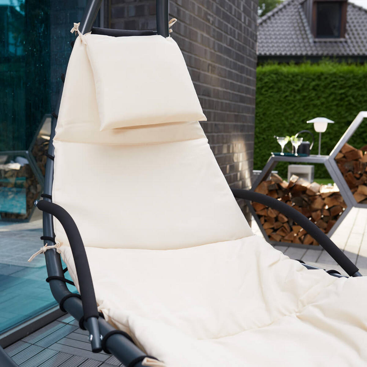 SCHWEBELIEGE SAN REMO - Anthrazit/Beige, Kunststoff (205/113cm) - Home Deluxe
