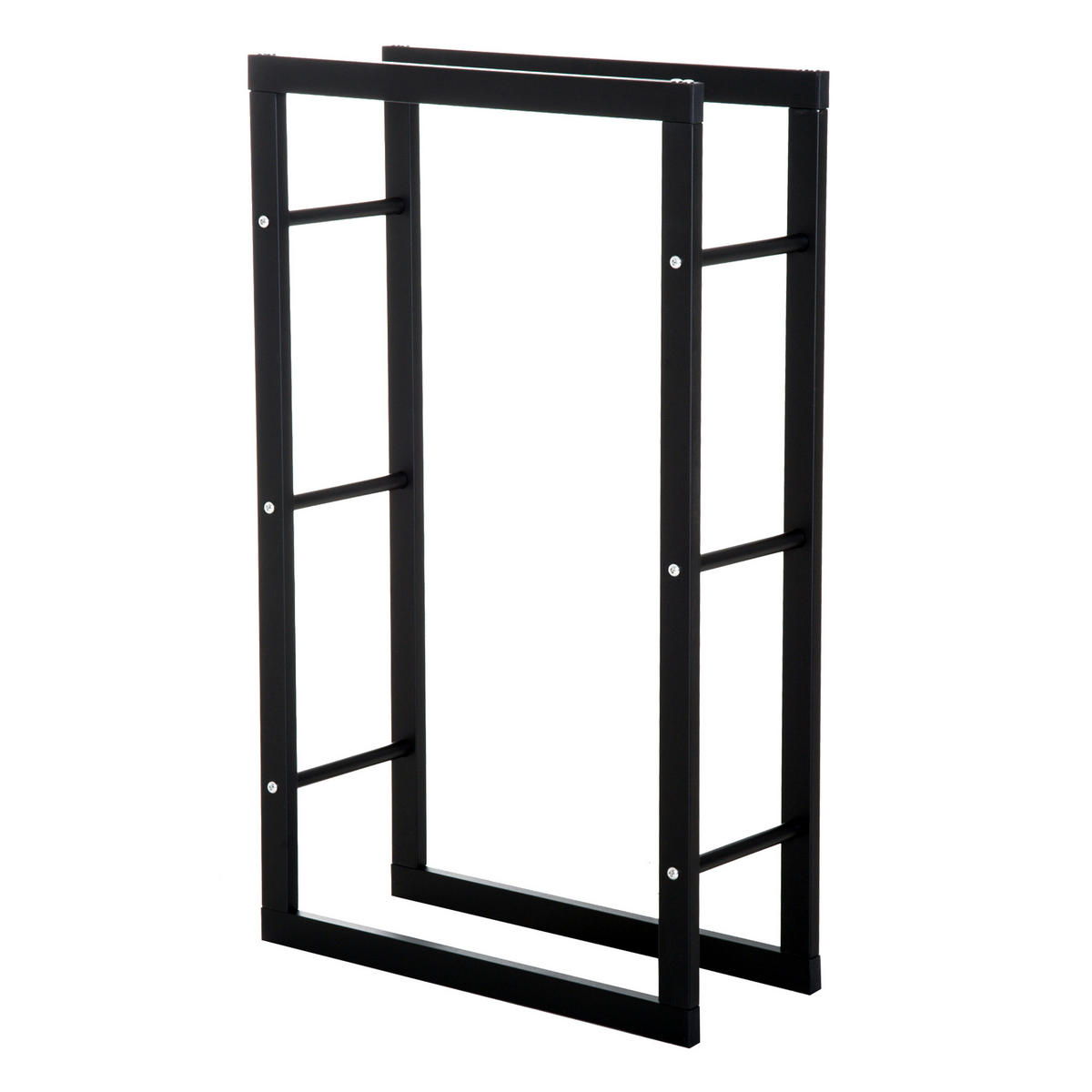 KAMINHOLZREGAL DE-10088 60x25x100 cm, Stahlrahmen bis 100 kg Schwarz - Schwarz, Metall (25/100/60cm) - ComfortXL