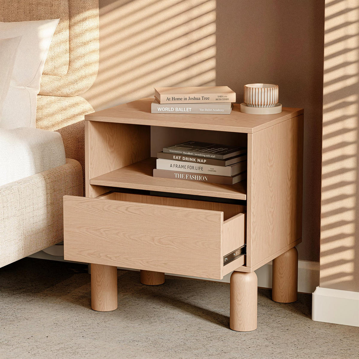 NACHTTISCH SENA - Eichefarben, Holzwerkstoff (54.4/60.2/40.6cm) - Idohome