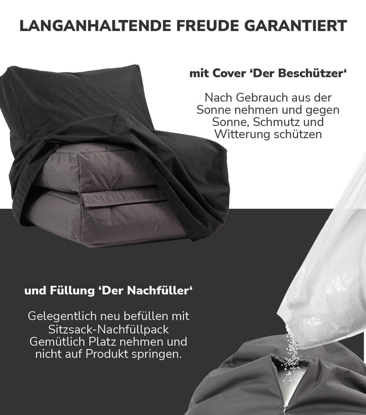 SITZSACK Der Summerdream - Schwarz/Grau, Textil (70/80/90cm) - Mokebo